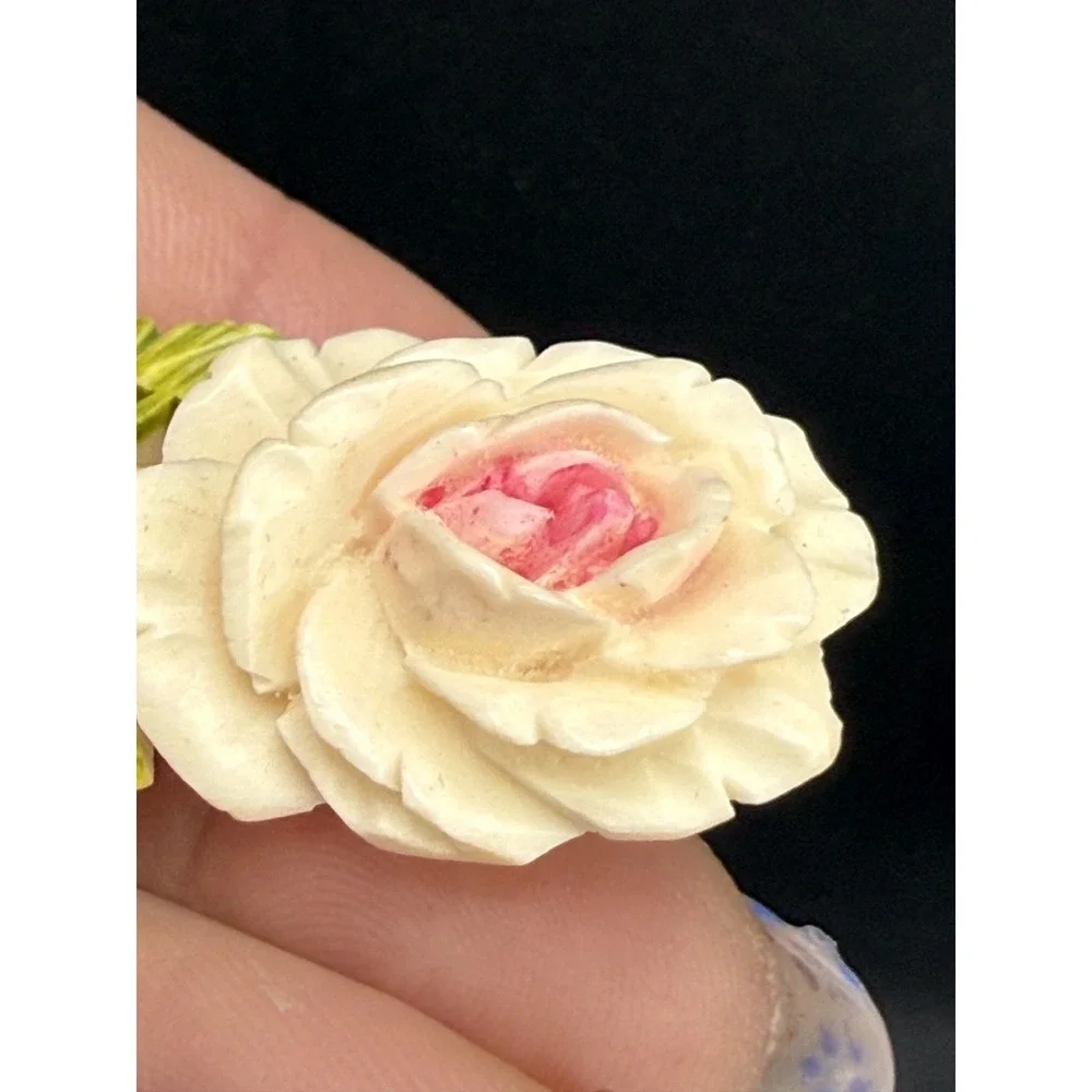 Vintage Celluloid Brooch PInk Flower‎ Spring